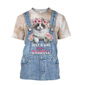 Love Cat Just a girl Ragdoll face hair 3D all over shirts for women