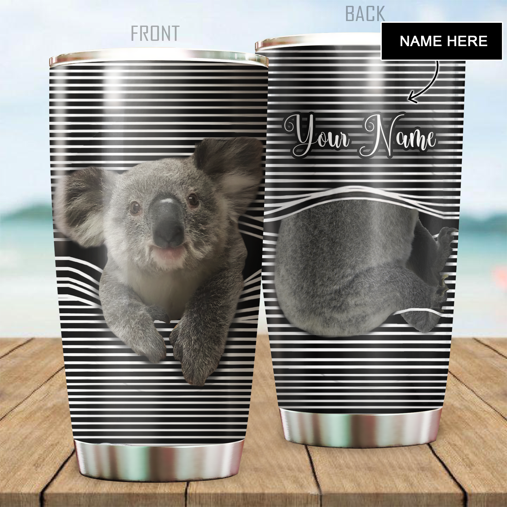 Customize name Koala poket Stainless Steel Tumbler 20 Oz