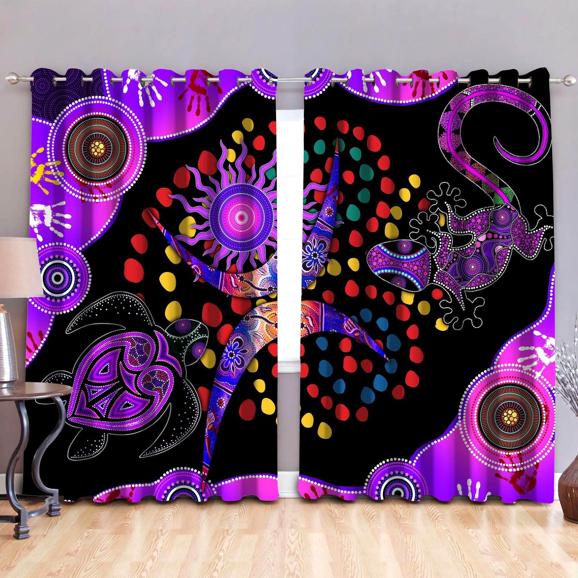 Aboriginal Naidoc Week 2021 Best Purple Turtle Lizard 3D print Curtain