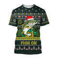 Trout Fishing Fish on Christmas Hat 3D Shirts