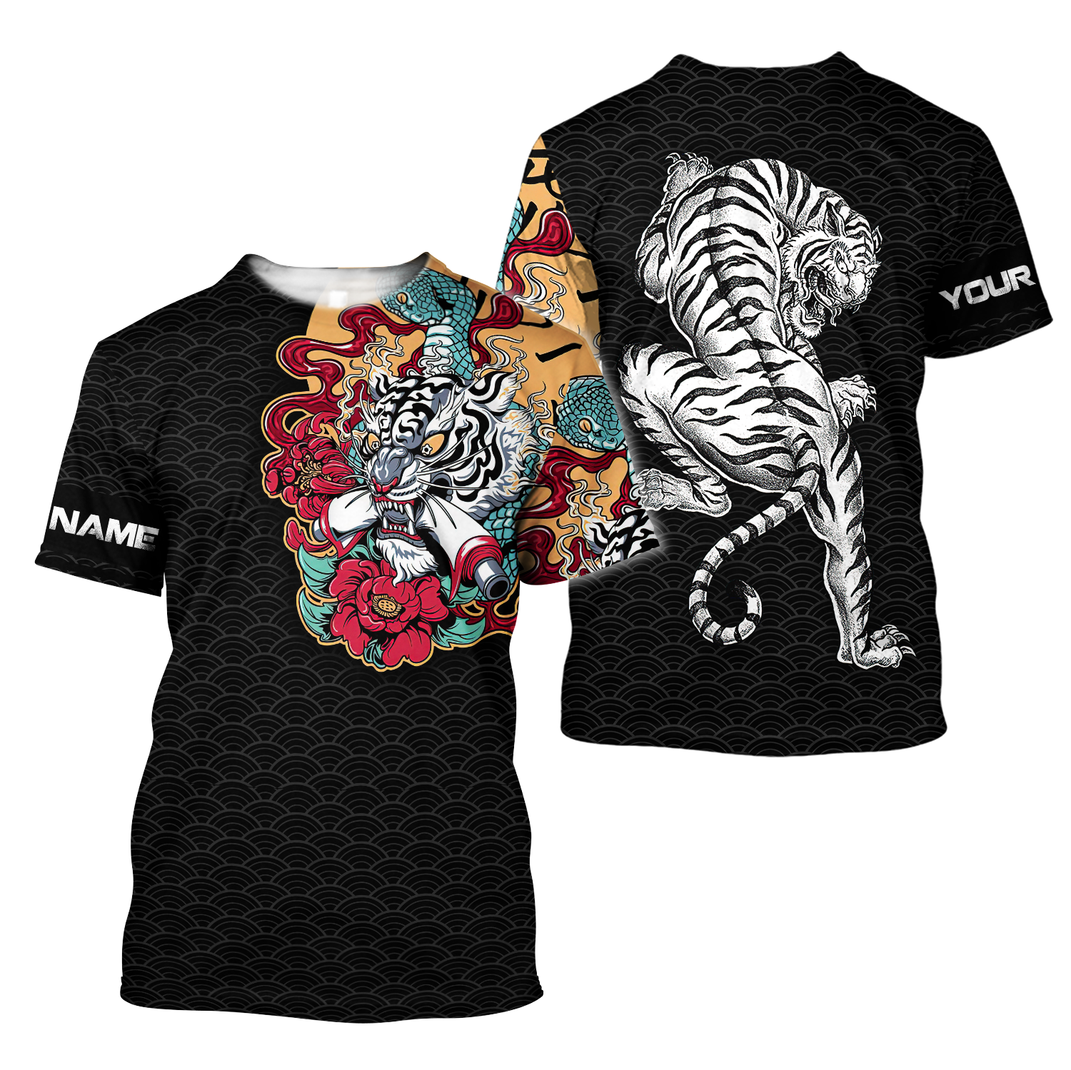 Custom Name Japanese Tiger 3D All Over Printed Unisex Shirts