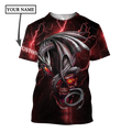 Dragon Skull Red 3D Shirt For Men And Women Custom Name