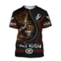 Personalized Name Bull Riding 3D All Over Printed Unisex Shirts Brown Ver2
