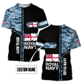 Custom name British Navy Camo 3D Design print shirts