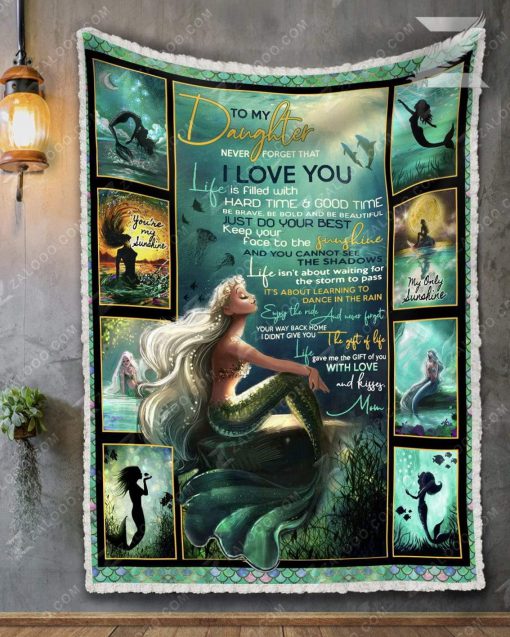 Mermaid Daughter Sherpa Blanket Letter - Best Gift for Daughter - Sherpa Blanket DL