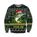 Trout Fishing Fish on Christmas Hat 3D Shirts