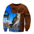 Bass Fishing water camo Cosplay leather 3D print shirts