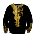 African Golden Dashiki Pattern 3D Over Printed Unisex Deluxe Hoodie ML