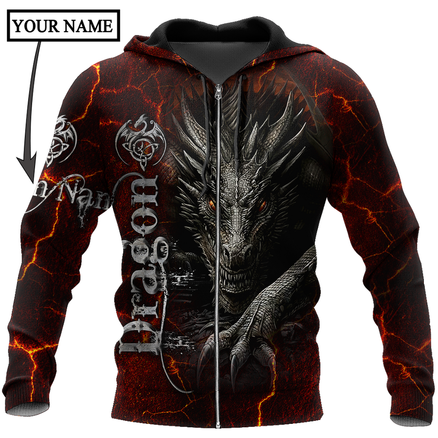 Dragon Red 3D Hoodie Shirt For Men And Women Custom Name