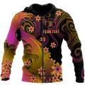 Amazing Polynesian Personalized Wave And Frangipani Unisex Deluxe Hoodie ML