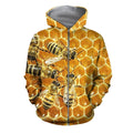 3D All Over Printed Bees Shirts and Shorts-Apparel-6teenth World-ZIPPED HOODIE-S-Vibe Cosy™