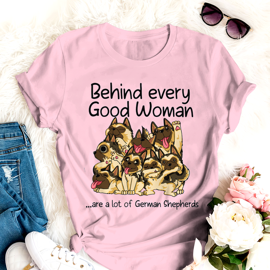 Dog T-shirt German Shepherd Behind Every Woman