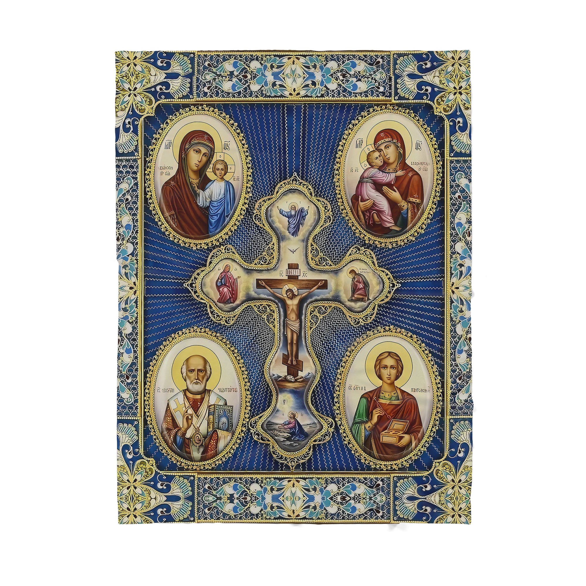 Premium Christian Jesus Cross in Catholic Blanket - Best gift for Christian - sherpa blanket TT