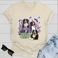 Dog T-shirt Bernese Mountain Dog  And Flowers