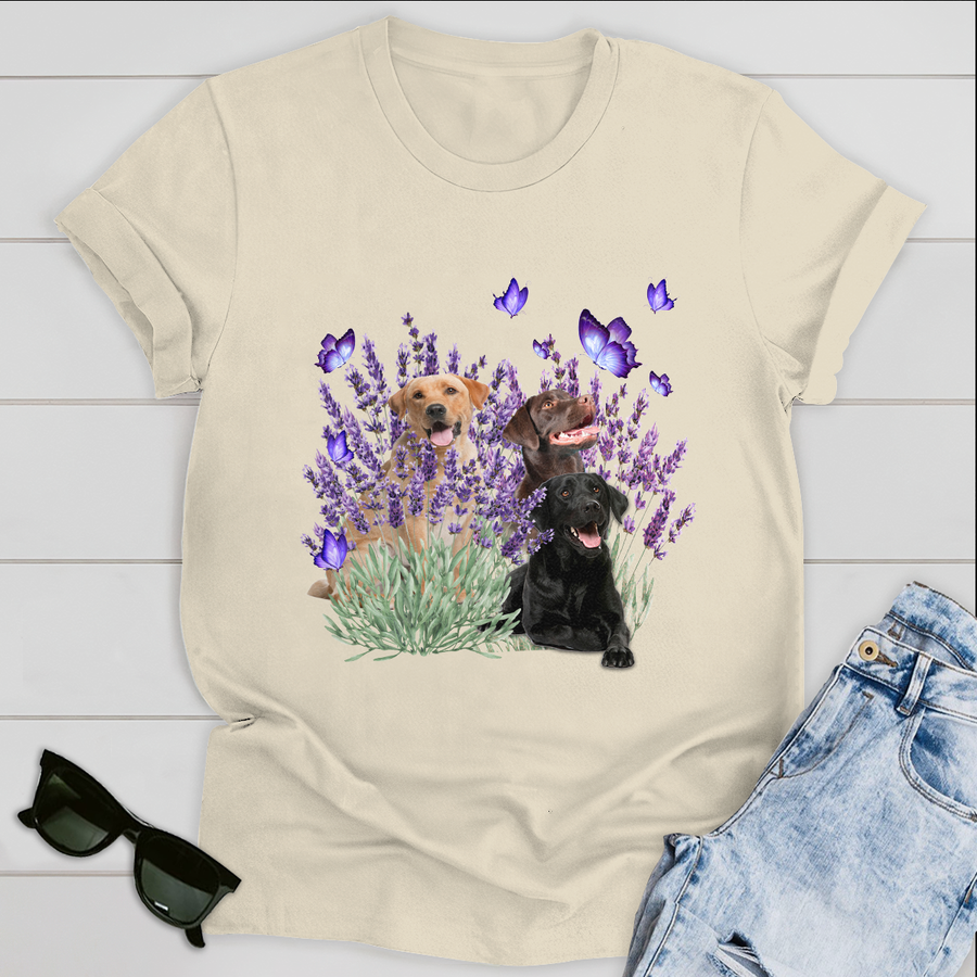 Dog T-shirt Labrador Retriever And Flowers