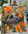 Boar Blanket Orange Hunting Camo - Sherpa Blanket DL