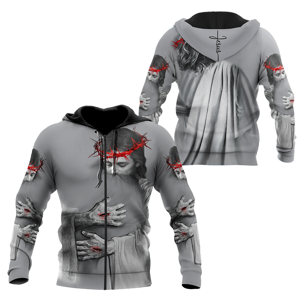 In the Arms of Lord v1 Grey Tone - Christian - 3D All Over Printed Style for Men and Women