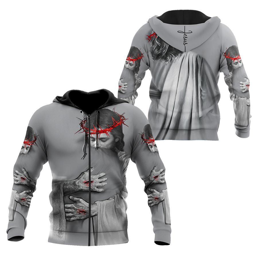 In the Arms of Lord v1 Grey Tone - Christian - 3D All Over Printed Style for Men and Women