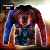 Dragon And Wolf 3D Over Printed Hoodie Custom Name