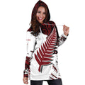 New Zealand Maori Fern Red Edition Hoodie Dress HC - Amaze Style™-Apparel