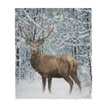 Custom Blanket Deer In Winter Forest Sherpa Blanket MEI