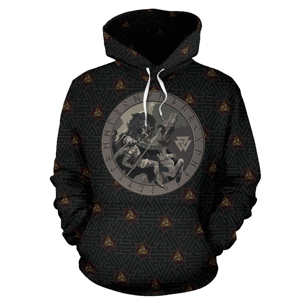 Viking Battle Of The God Odin with Fenrir Hoodie - Amaze Style™-ALL OVER PRINT HOODIES (P)