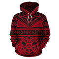 Viking Tattoos™ All Over Hoodie Red K4 - Amaze Style™-ALL OVER PRINT HOODIES (P)