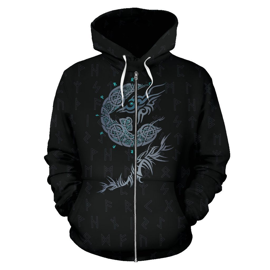 Viking Fenrir Wolf Zip-Up Hoodie - Amaze Style™-ALL OVER PRINT ZIP HOODIES (P)