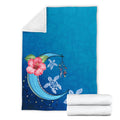 Custom Blanket Blue Turtle and Moon Dreamcatcher - Sherpa Blanket DL