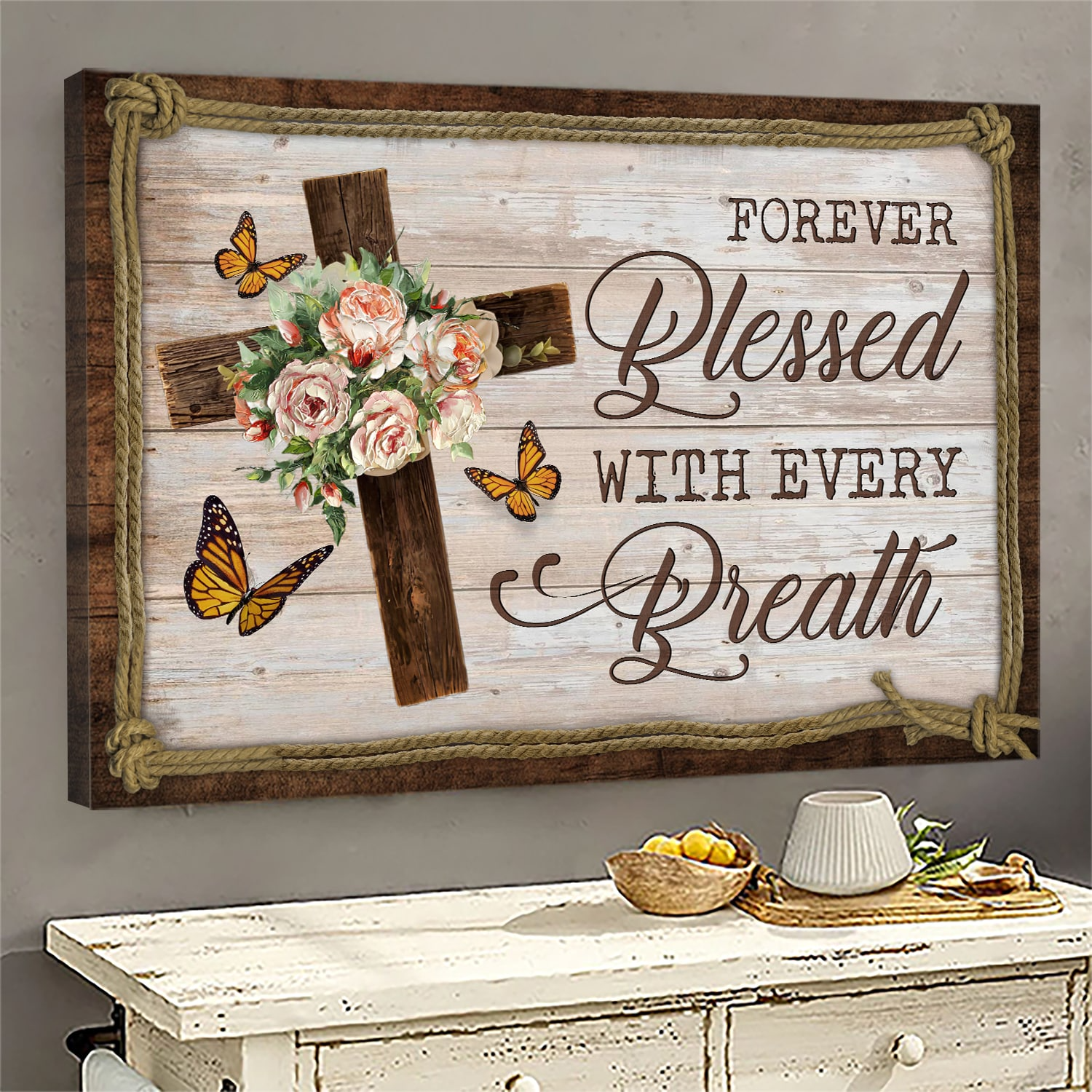 Butterfly Forever blessed with every breath Jesus Landscape Canvas Prints Wall Art