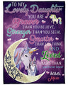 To my Daughter Unicorn Sherpa Blanket Letter - Best Gift for Christmas - Sherpa Blanket DL