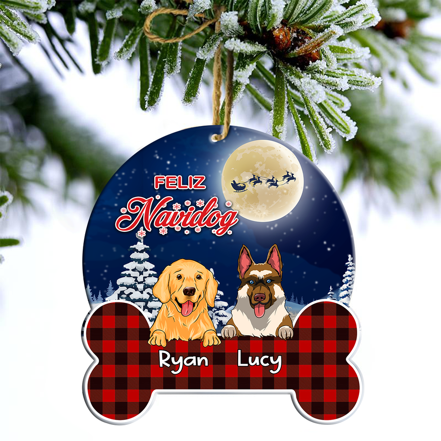 Feliz Navidog Customized Dog Breeds Ornament, Christmas Gifts For Dog Lovers