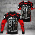 Premium Unisex All Over Printed Red And Black Lineman Shirts MEI