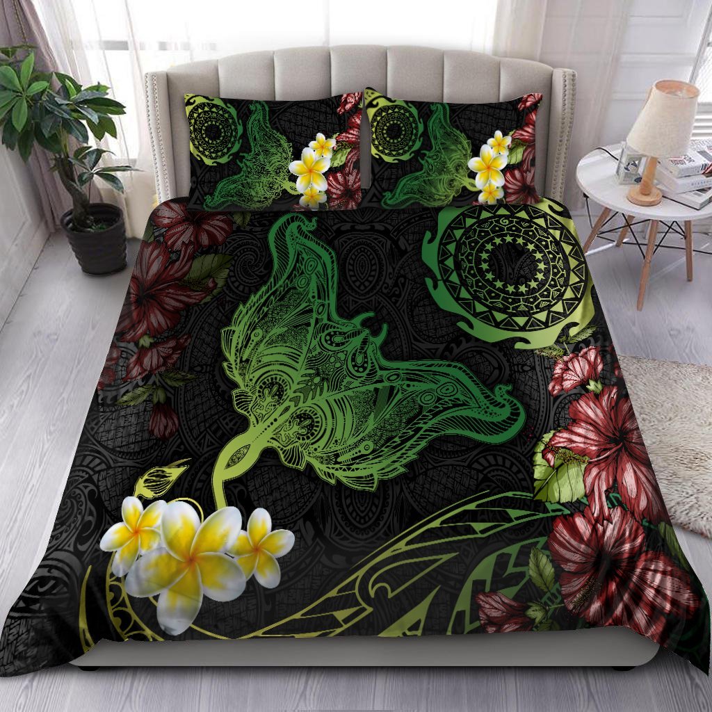 Cook Islands Beautiful Rays Tipani Hibiscus Tattoo Bedding Set