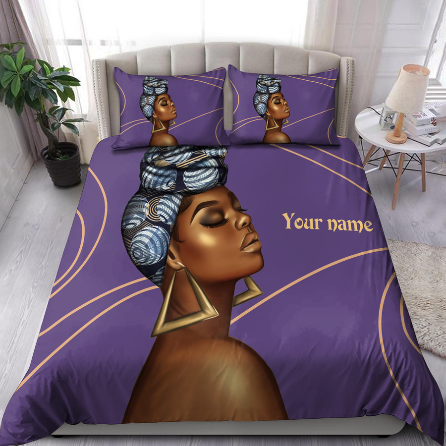 Gorgeous Black Girl  Custom Name Duvet Cover Set Bedding Set