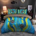 Aboriginal Bedding Set, Australia Indigenous Blue Turtles Painting Art Bedding Set