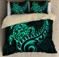 New Zealand Bedding Set - Aotearoa Maori Turtle Silver Fern Turquoise TR1407204
