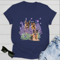 Dog T-shirt German Shepherd And Flowers