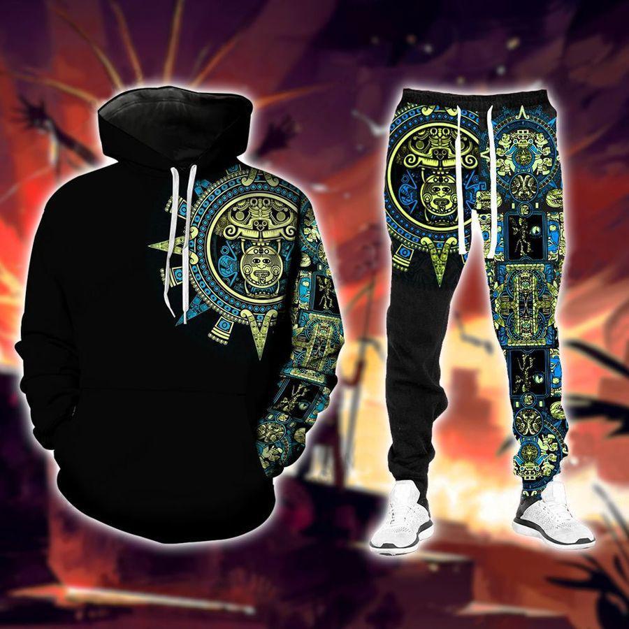 Premium Aztec Gold Blue Combo Hoodie And Sweatpant