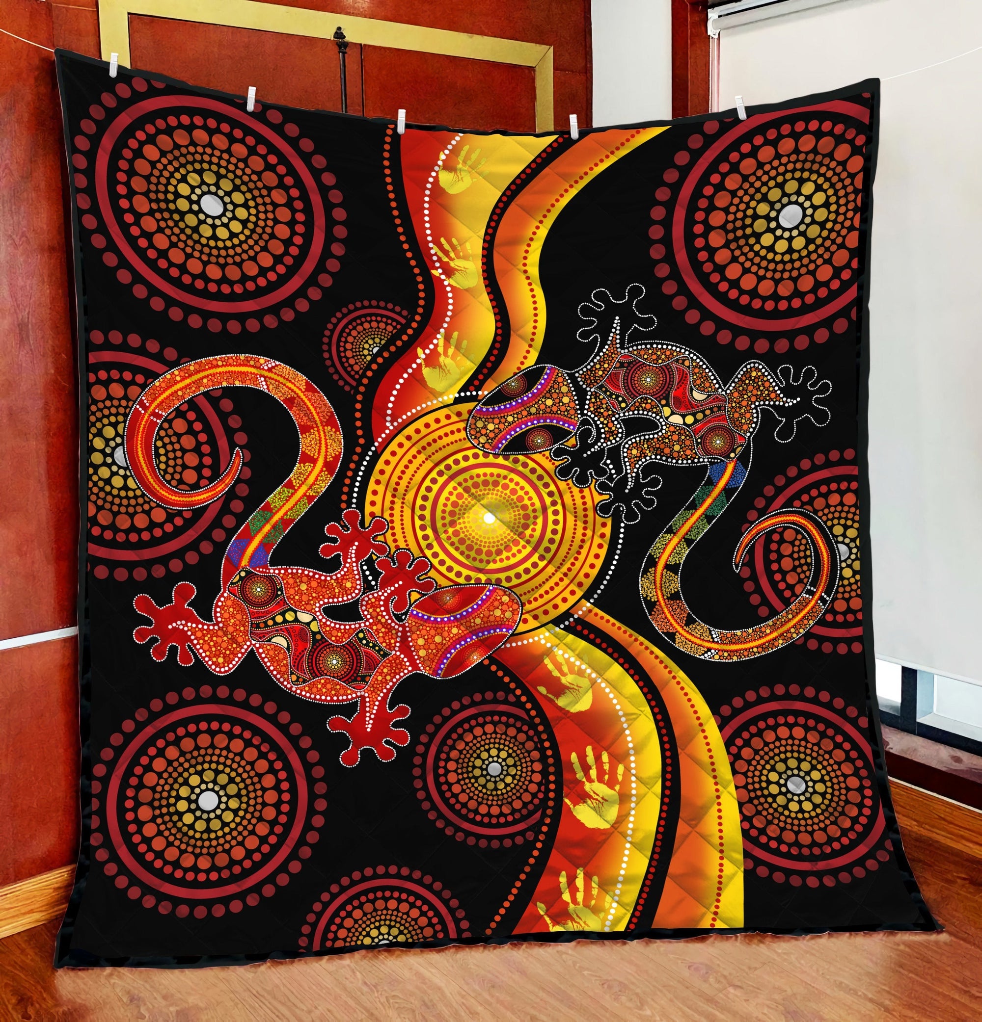 Aboriginal Australia Indigenous Lizards and the Sun Quilt