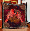 Beautiful Cardinals Birds Mandala Vintage Quilt