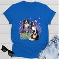 Dog T-shirt Bernese Mountain Dog  And Flowers