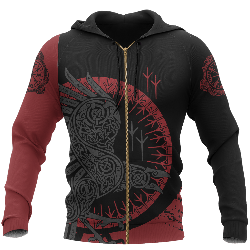 Viking Raven Zip Hoodie A0 - Amaze Style™-FULL ZIPPER HOODIES