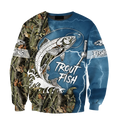 Trout Fishing blue Tattoo camo shirts for men and women