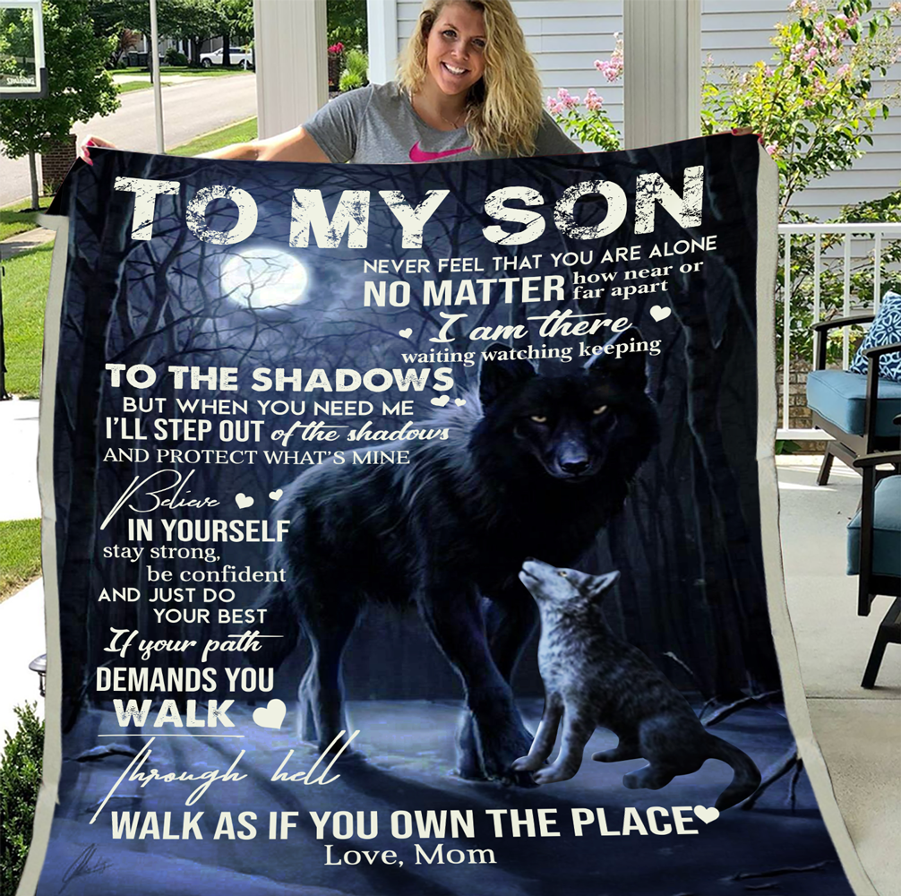 Custom Blanket Wolf To My Son-Best Gift For Son-Sherpa Blanket TA