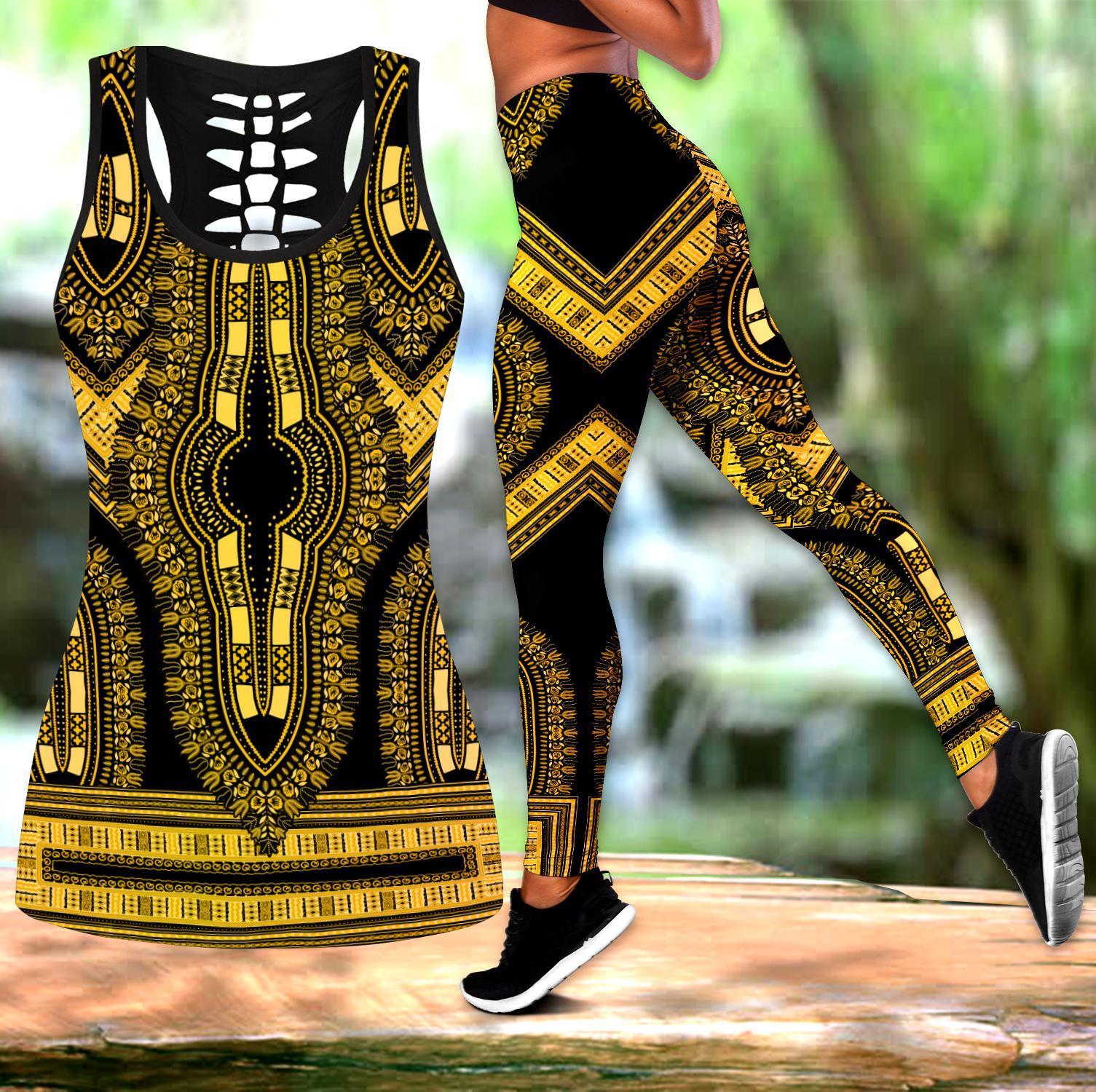 African Golden Pattern Legging & Tank top