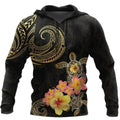 Amazing Polynesian Tattoo Turtle Hibiscus Frangipani Hoodie ML