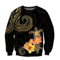 Amazing Polynesian Tattoo Turtle Hibiscus Frangipani Hoodie ML