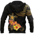 Amazing Polynesian Tattoo Turtle Hibiscus Frangipani Hoodie ML