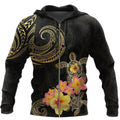 Amazing Polynesian Tattoo Turtle Hibiscus Frangipani Hoodie ML